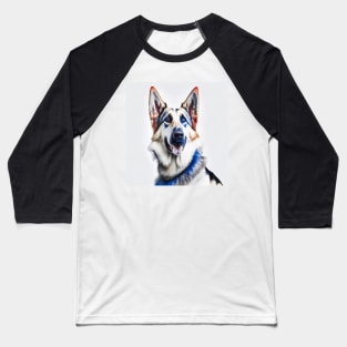 [AI Art] Red, blue and white German Shepherd Baseball T-Shirt